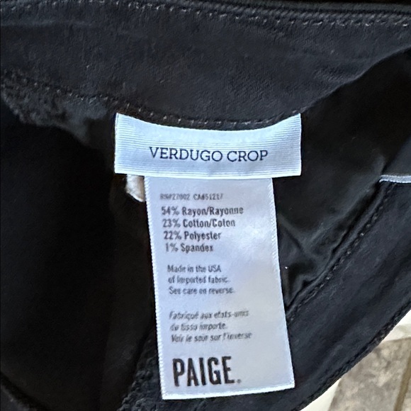 PAIGE Verdugo Crop Women's Jeans in Black size 30 - Picture 7 of 7